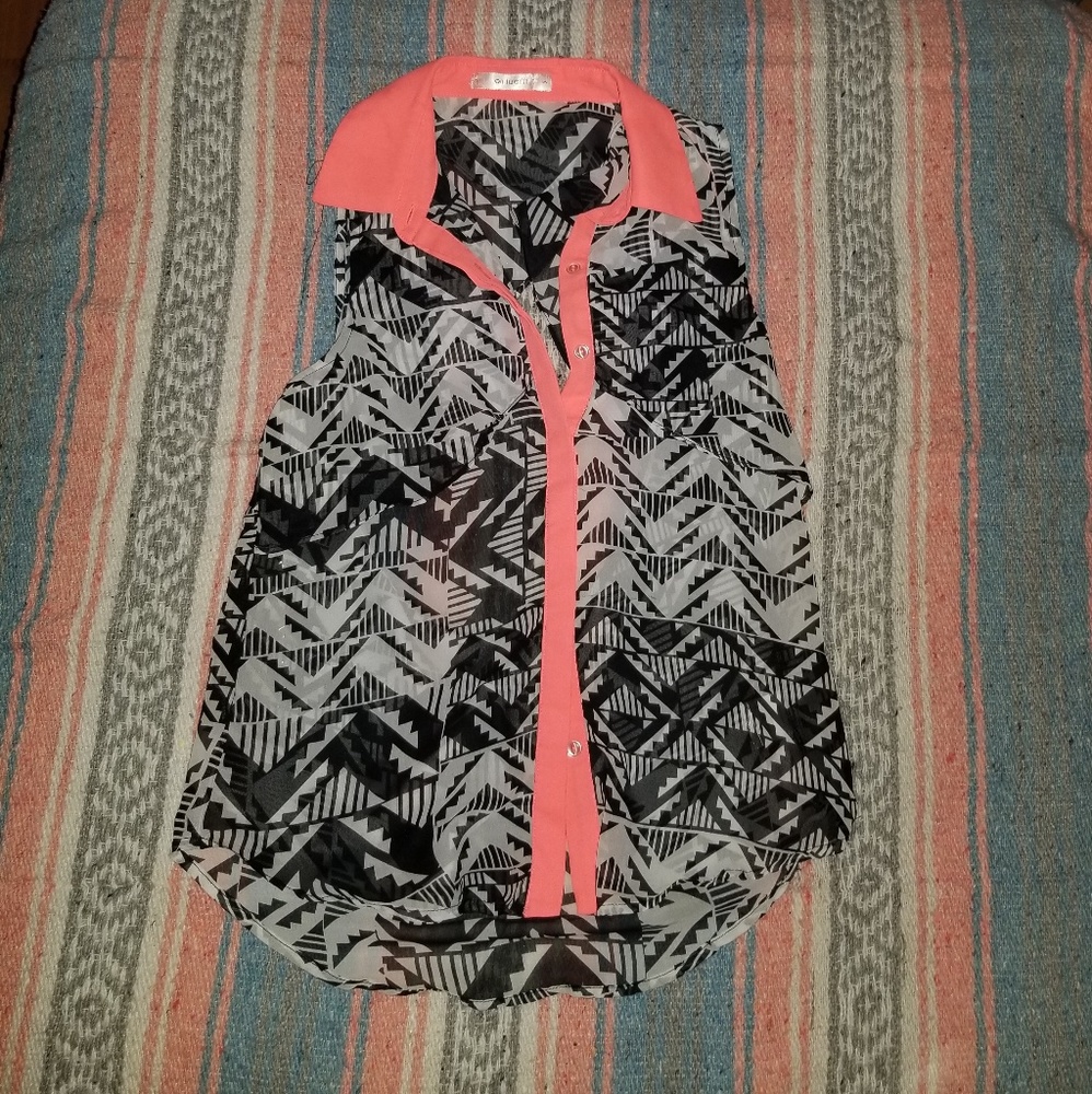 Sheer aztec print neon